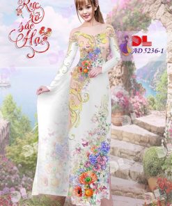 Alternative view of Vải áo dài hoa trên dưới DLAD-5236
