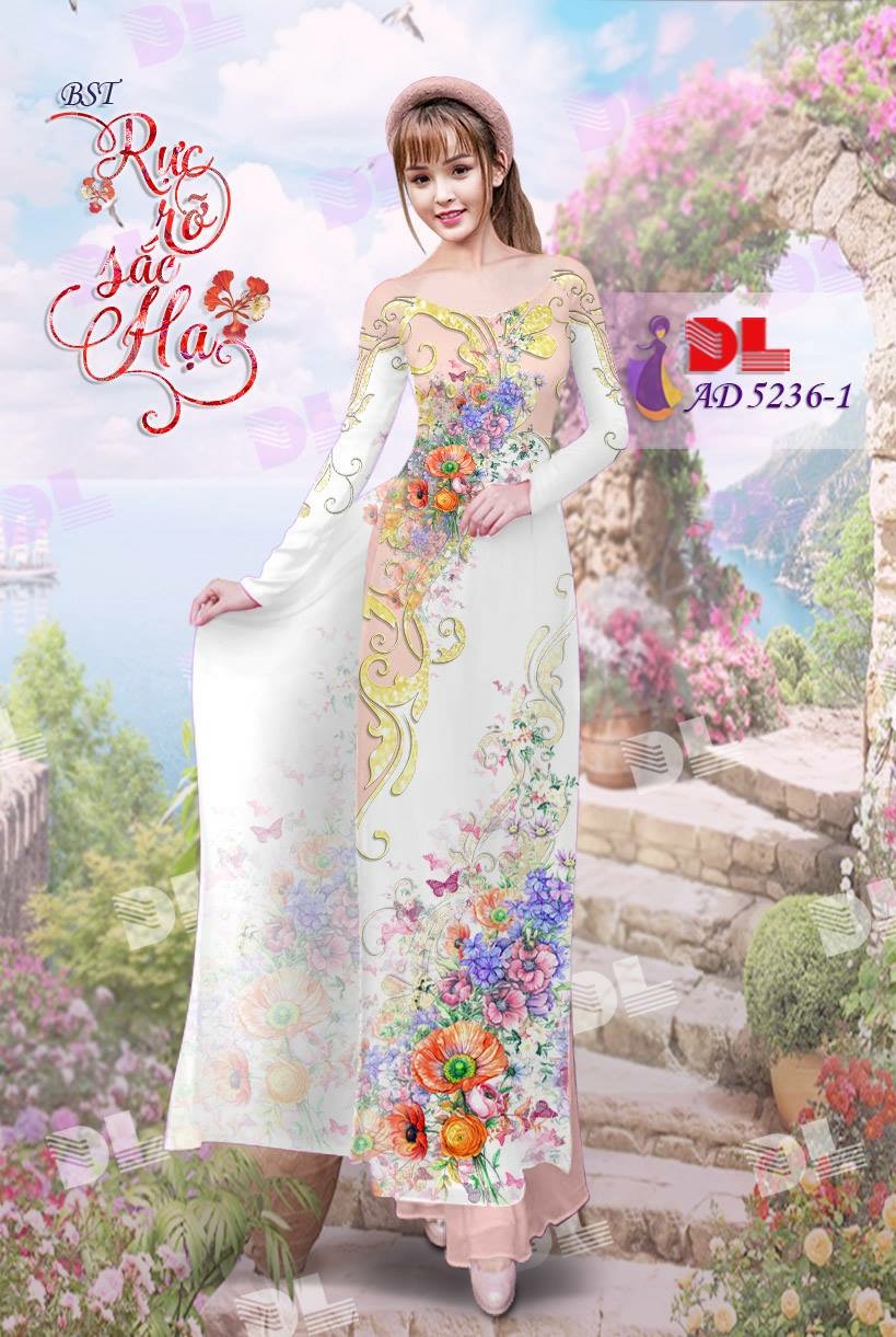 Vải áo dài hoa trên dưới DLAD-5236 - Ảnh 2