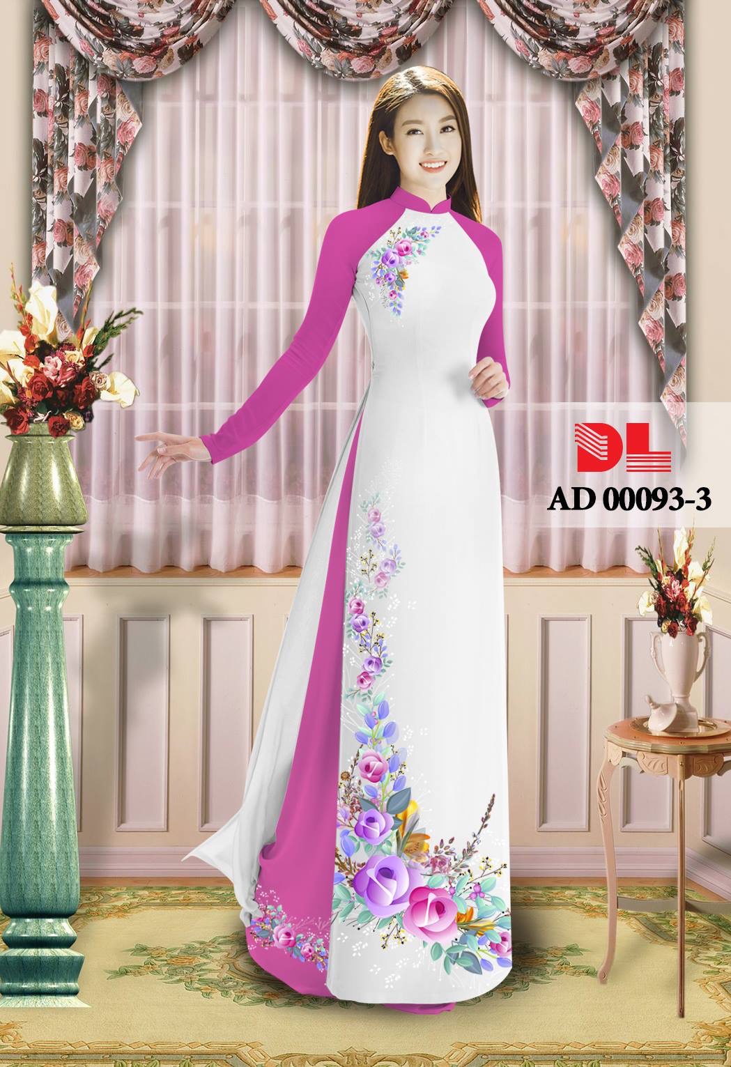 Vải áo dài hoa trên dưới DLAD-00093 - Ảnh 3