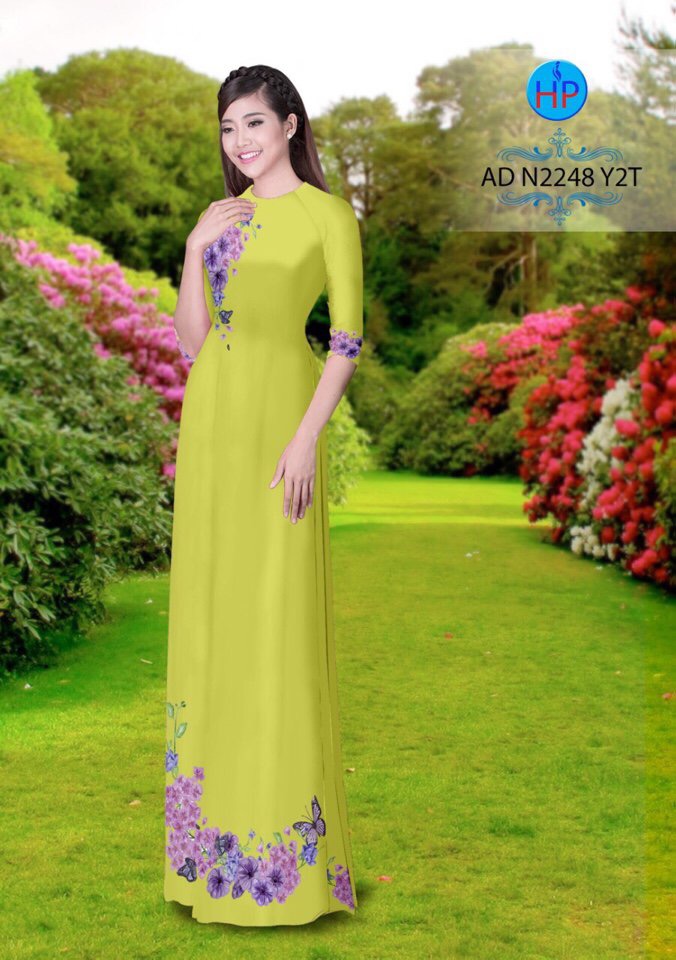 Vải áo dài hoa và bướm AD N2248 - Ảnh 7