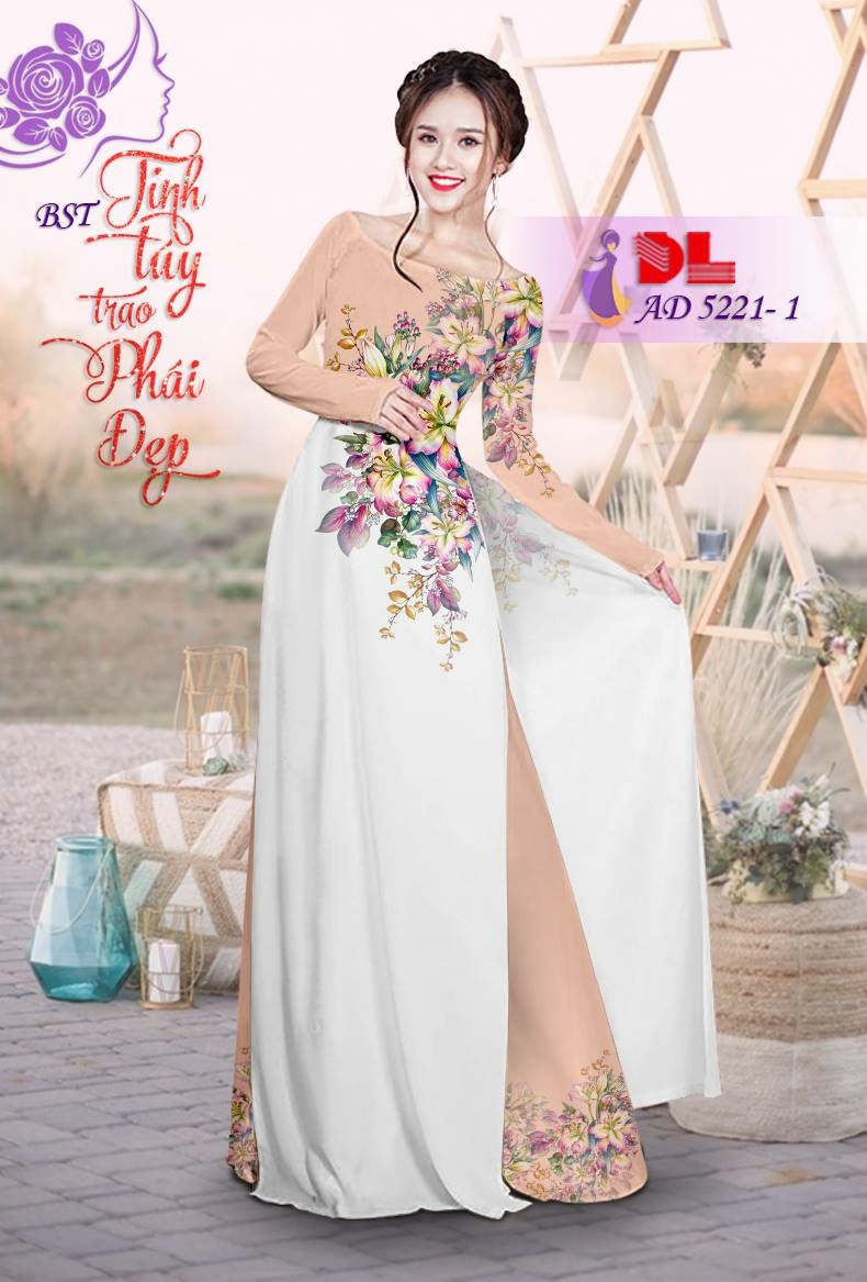Vải áo dài hoa ngay eo DLAD-5221 - Ảnh 2