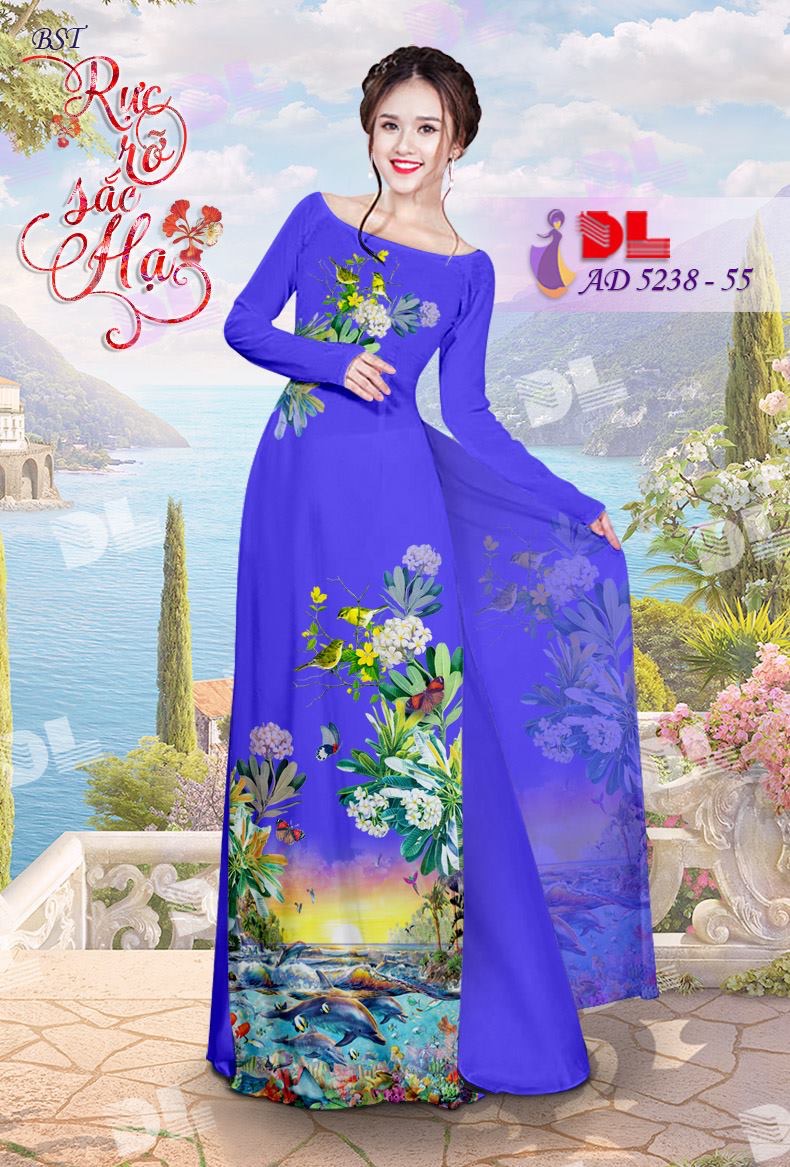 Vải áo dài phong cảnh biển DLAD-5238 - Ảnh 27