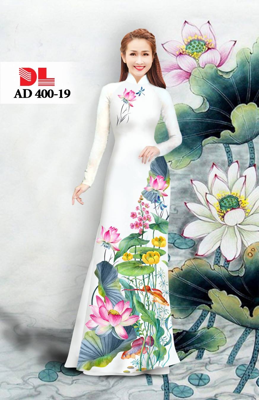 Vải áo dài hoa sen DLAD-400 - Ảnh 14
