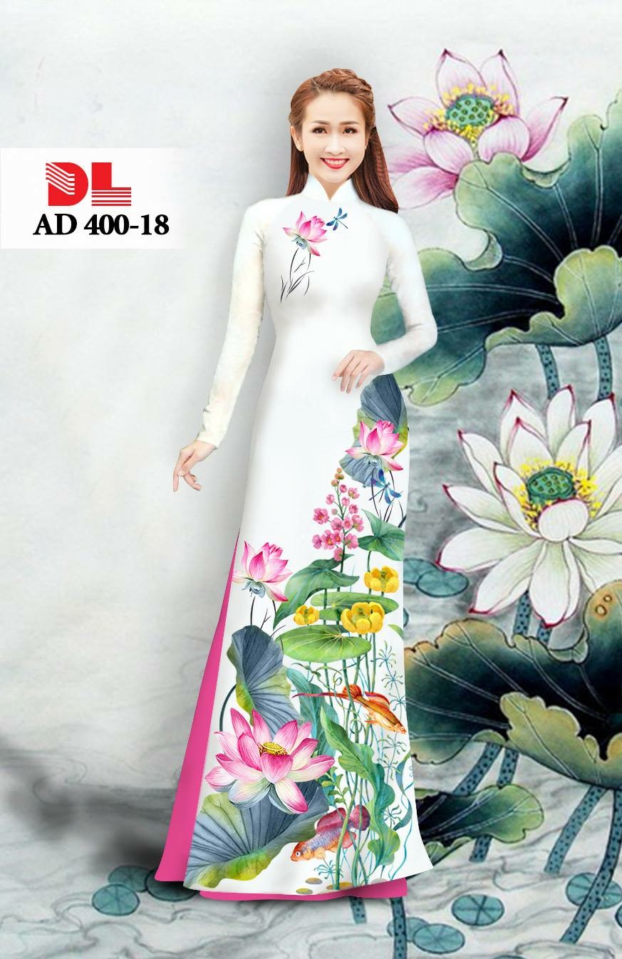 Vải áo dài hoa sen DLAD-400 - Ảnh 2