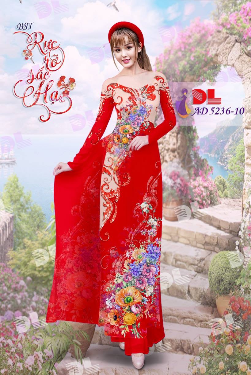 Vải áo dài hoa trên dưới DLAD-5236 - Ảnh 11
