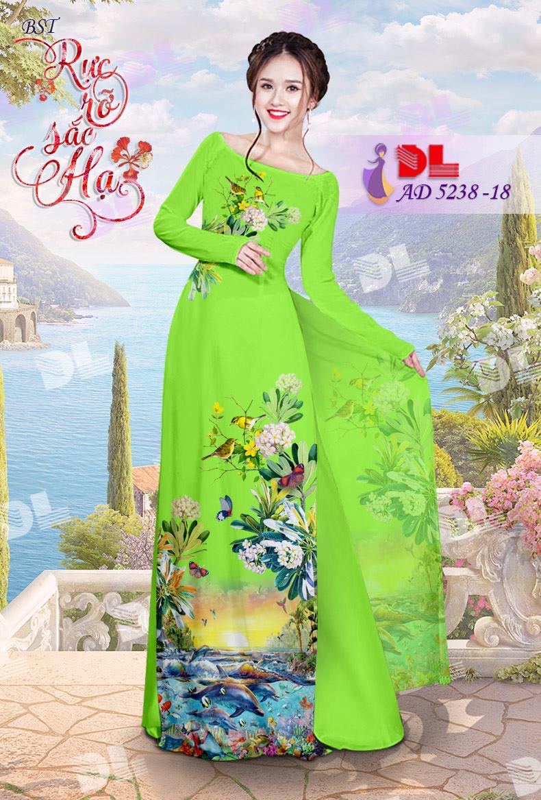 Vải áo dài phong cảnh biển DLAD-5238 - Ảnh 15