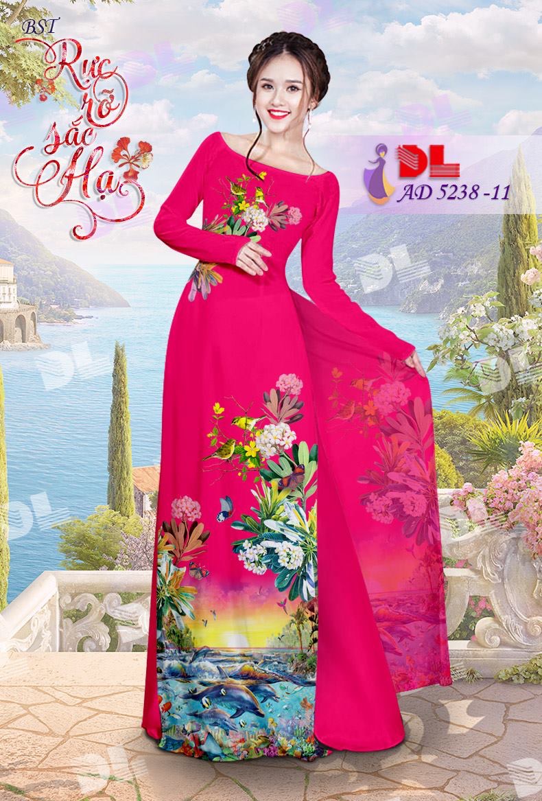 Vải áo dài phong cảnh biển DLAD-5238 - Ảnh 10