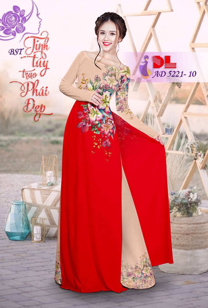 Vải áo dài hoa ngay eo DLAD-5221