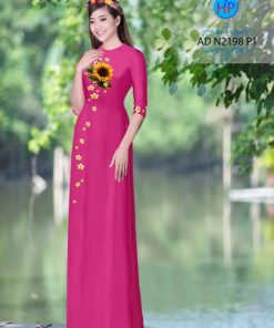 Vải áo dài hoa hướng dương AD N2198