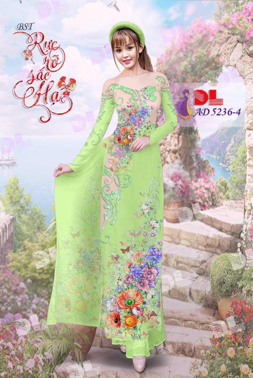 Vải áo dài hoa trên dưới DLAD-5236 - Ảnh 5