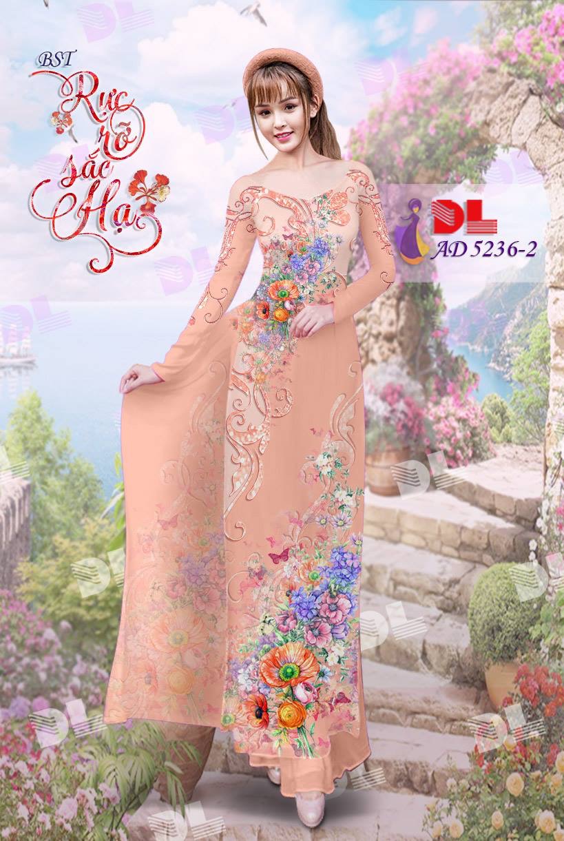 Vải áo dài hoa trên dưới DLAD-5236 - Ảnh 3