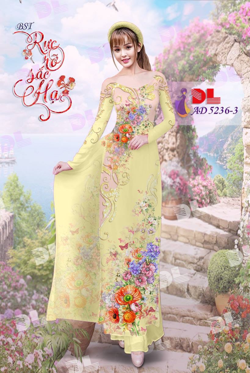 Vải áo dài hoa trên dưới DLAD-5236 - Ảnh 4