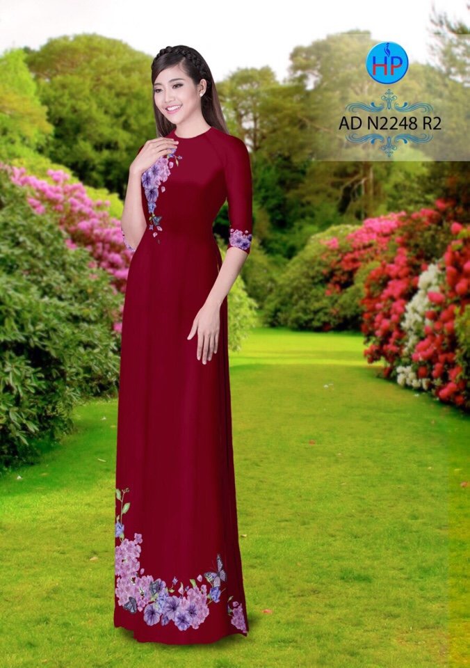 Vải áo dài hoa và bướm AD N2248 - Ảnh 8