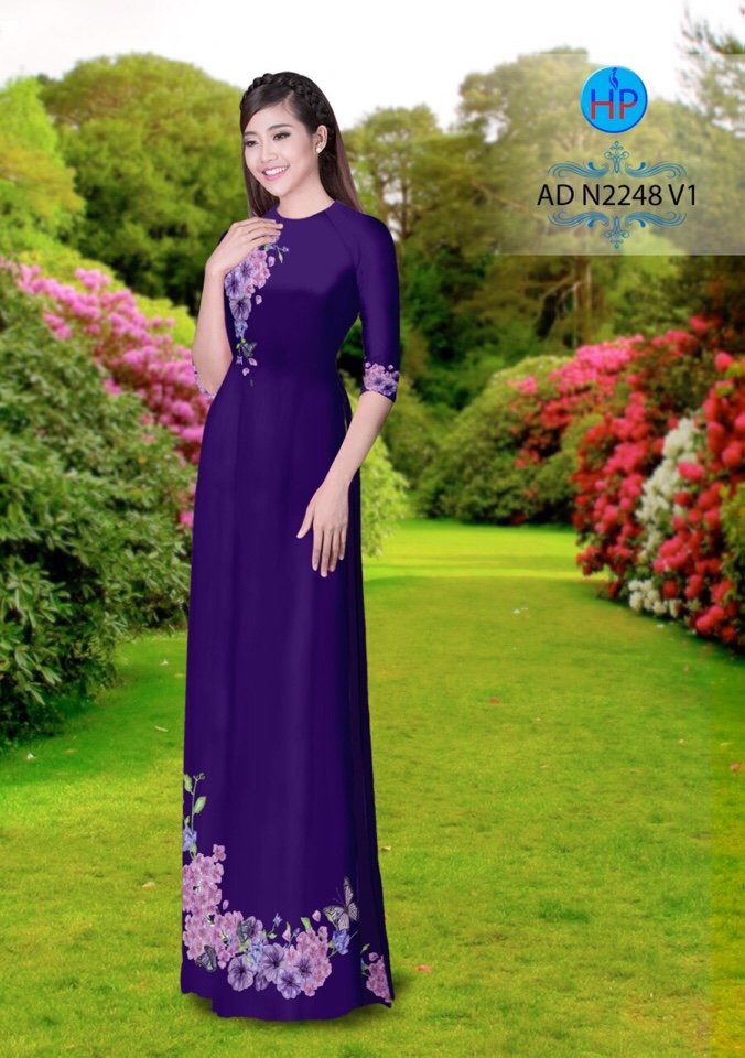 Vải áo dài hoa và bướm AD N2248 - Ảnh 18