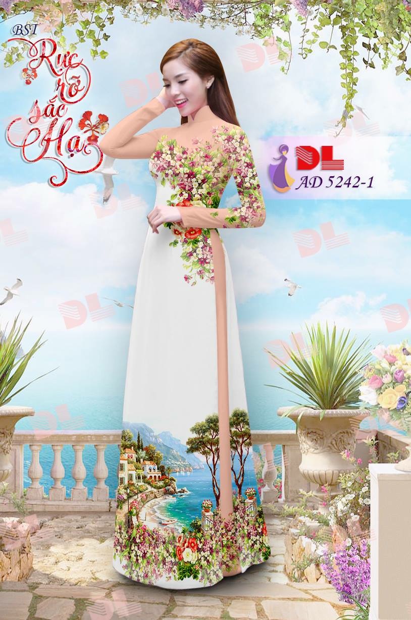 Vải áo dài phong cảnh DLAD-5242 - Ảnh 2