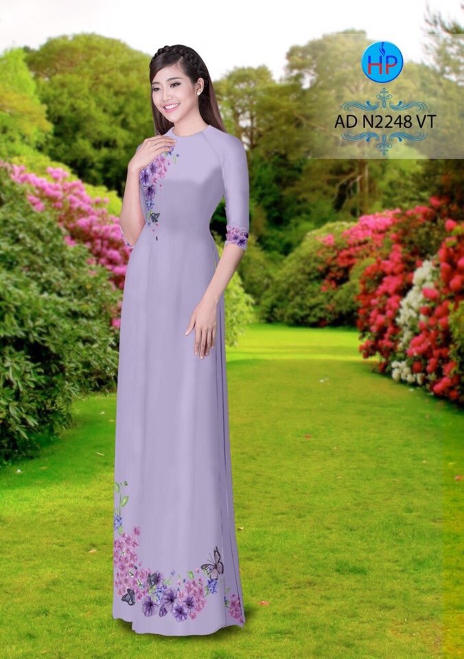 Vải áo dài hoa và bướm AD N2248 - Ảnh 4