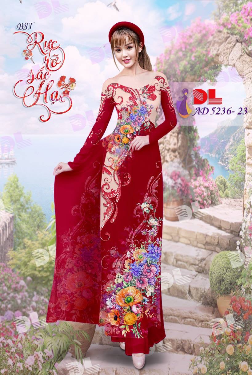 Vải áo dài hoa trên dưới DLAD-5236