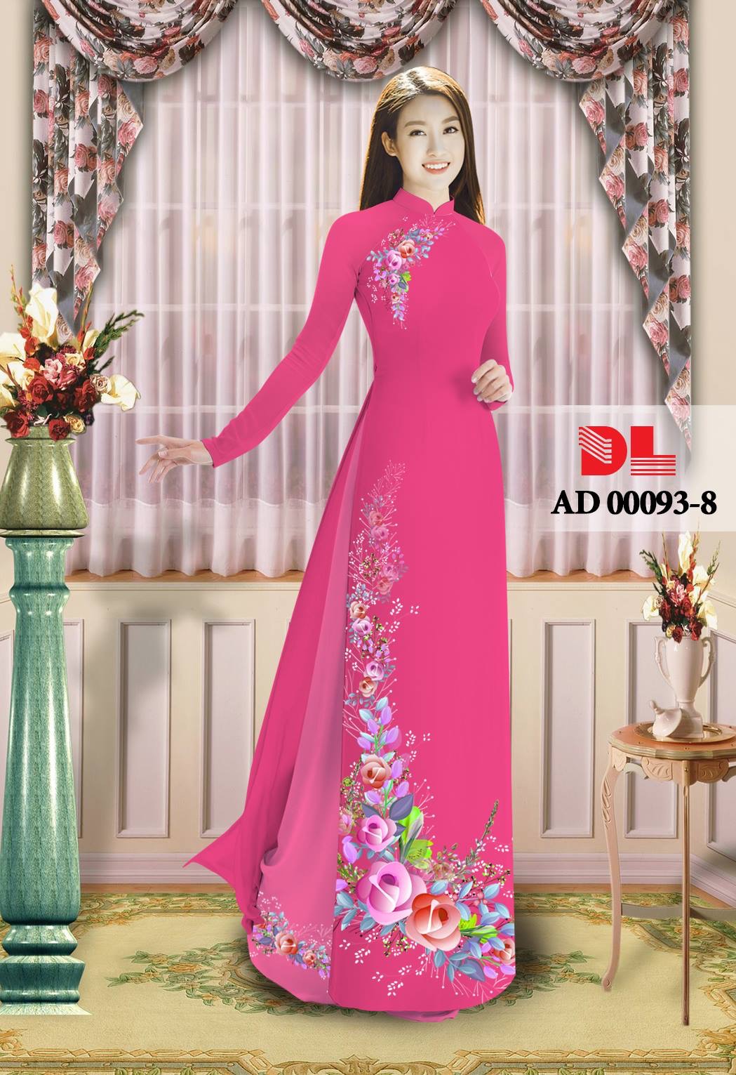 Vải áo dài hoa trên dưới DLAD-00093 - Ảnh 8
