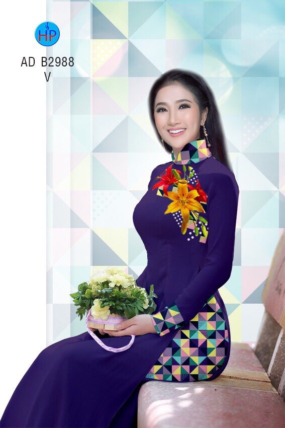 Vải áo dài hoa ly AD B2988 - Ảnh 3