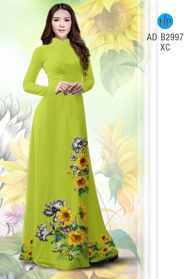 Vải áo dài hoa hướng dương AD B2997 - Ảnh 8