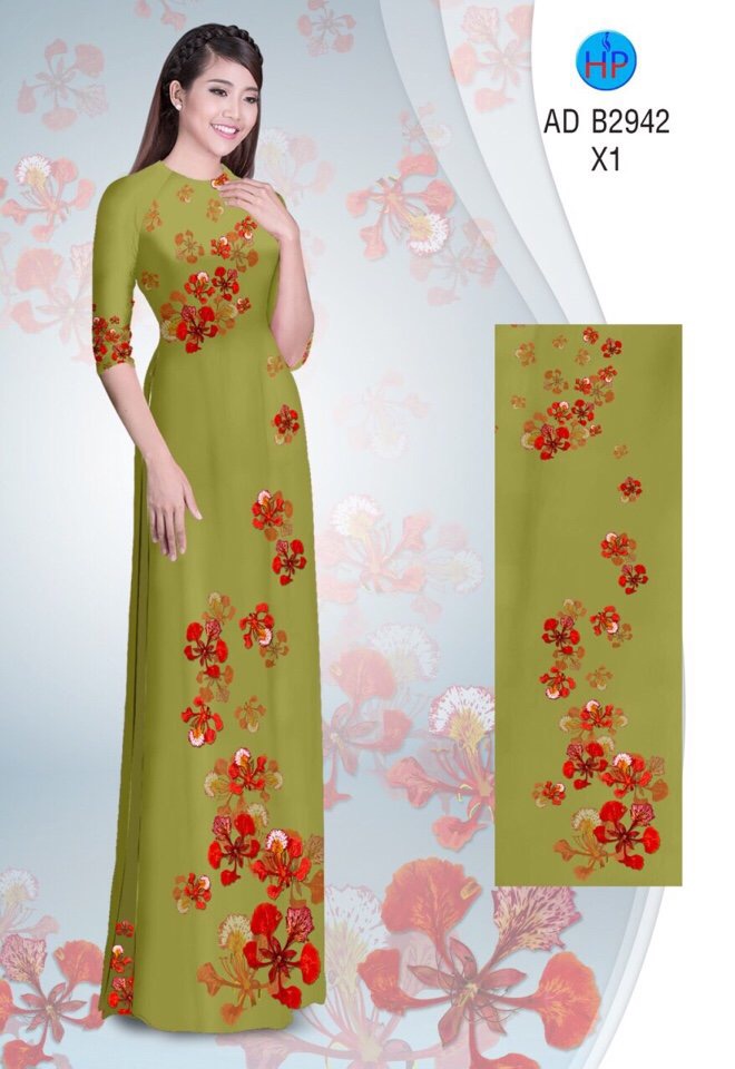 Vải áo dài hoa phượng AD B2942 - Ảnh 7