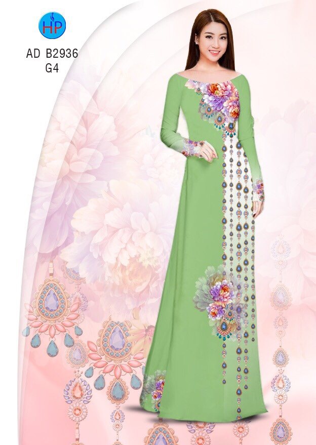 Vải áo dài hoa mẫu đơn AD B2936 - Ảnh 15