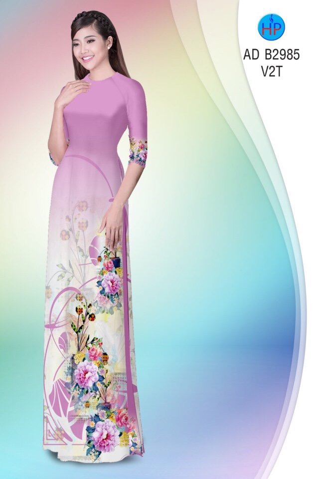 Vải áo dài hoa mẫu đơn AD B2985 - Ảnh 16