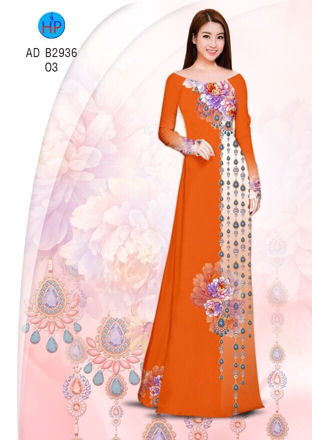 Vải áo dài hoa mẫu đơn AD B2936 - Ảnh 14