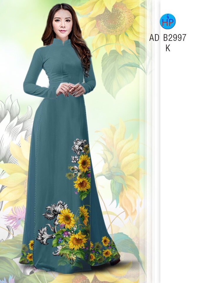 Vải áo dài hoa hướng dương AD B2997 - Ảnh 5