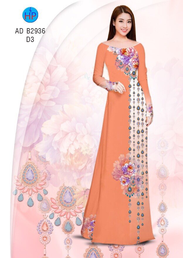 Vải áo dài hoa mẫu đơn AD B2936 - Ảnh 18