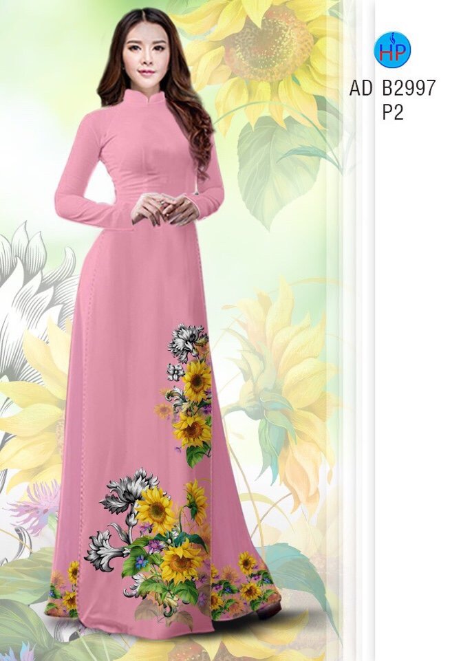 Vải áo dài hoa hướng dương AD B2997 - Ảnh 4