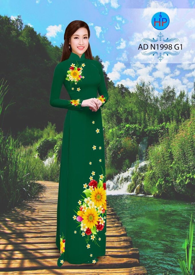 Vải áo dài hoa hướng dương AD N1998 - Ảnh 5