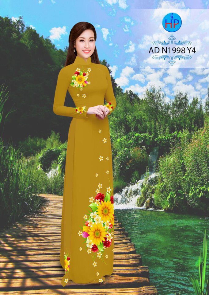 Vải áo dài hoa hướng dương AD N1998 - Ảnh 9