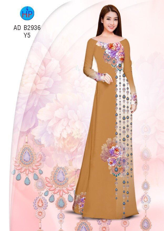 Vải áo dài hoa mẫu đơn AD B2936 - Ảnh 19