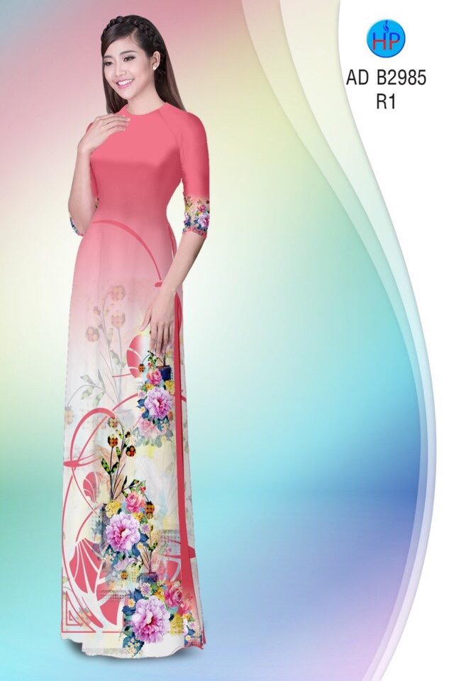 Vải áo dài hoa mẫu đơn AD B2985 - Ảnh 13