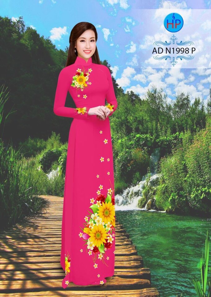 Vải áo dài hoa hướng dương AD N1998 - Ảnh 3
