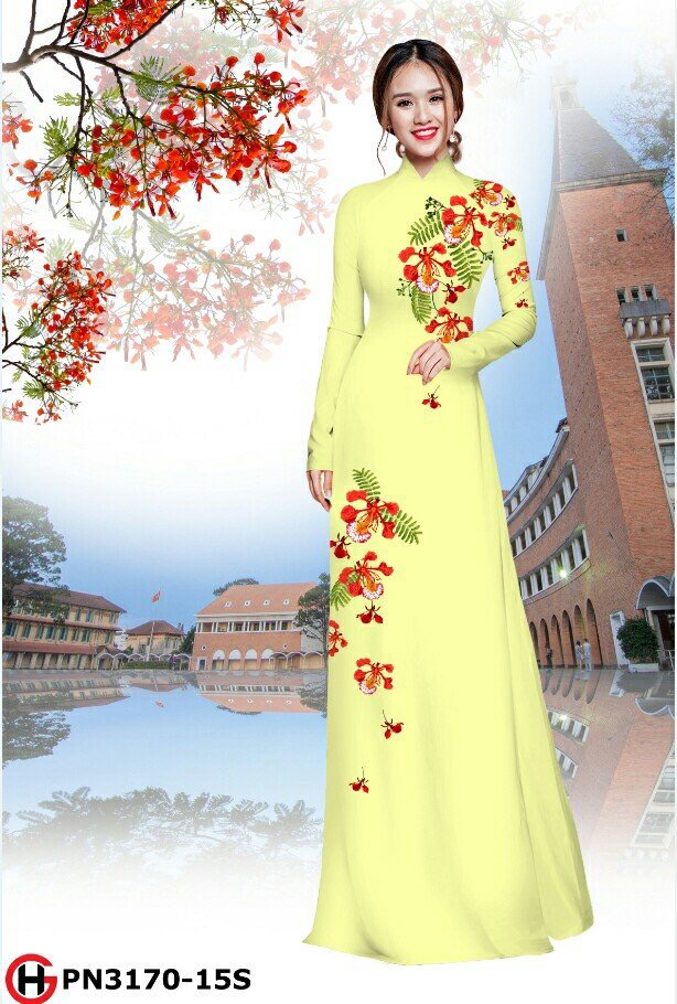 vải áo dài hoa phượng PN3170