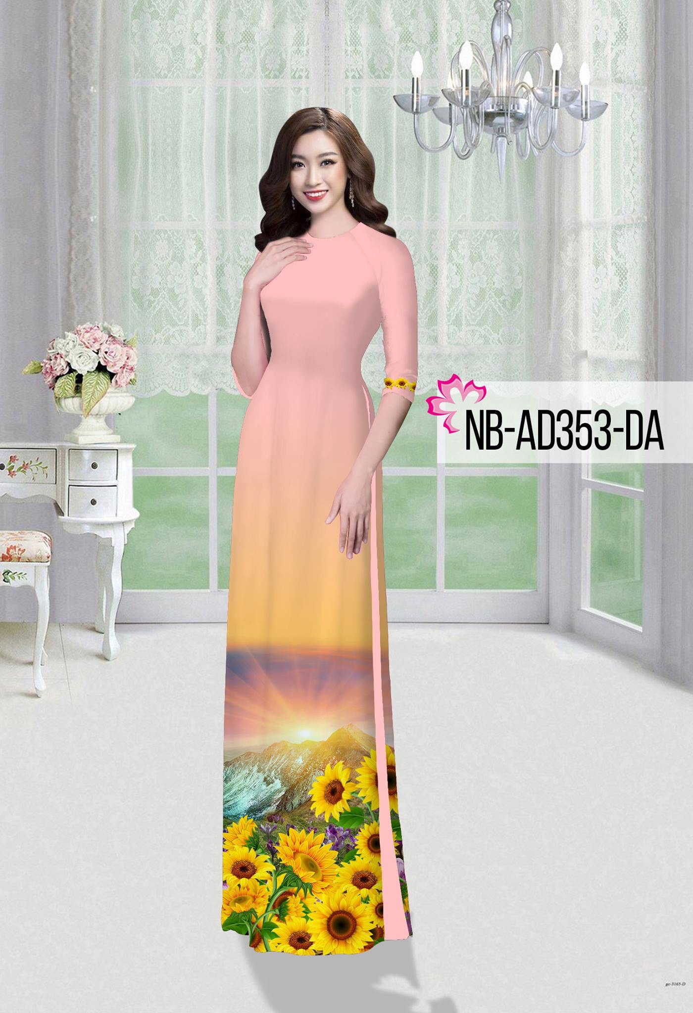 Vải áo dài hoa hướng dương NBAD-353 - Ảnh 4