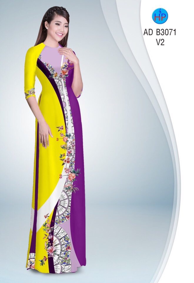 Vải áo dài hoa và quạt AD B3071 - Ảnh 15