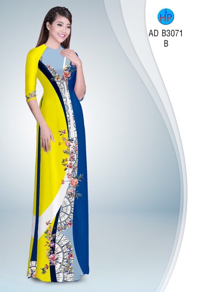 Vải áo dài hoa và quạt AD B3071 - Ảnh 19