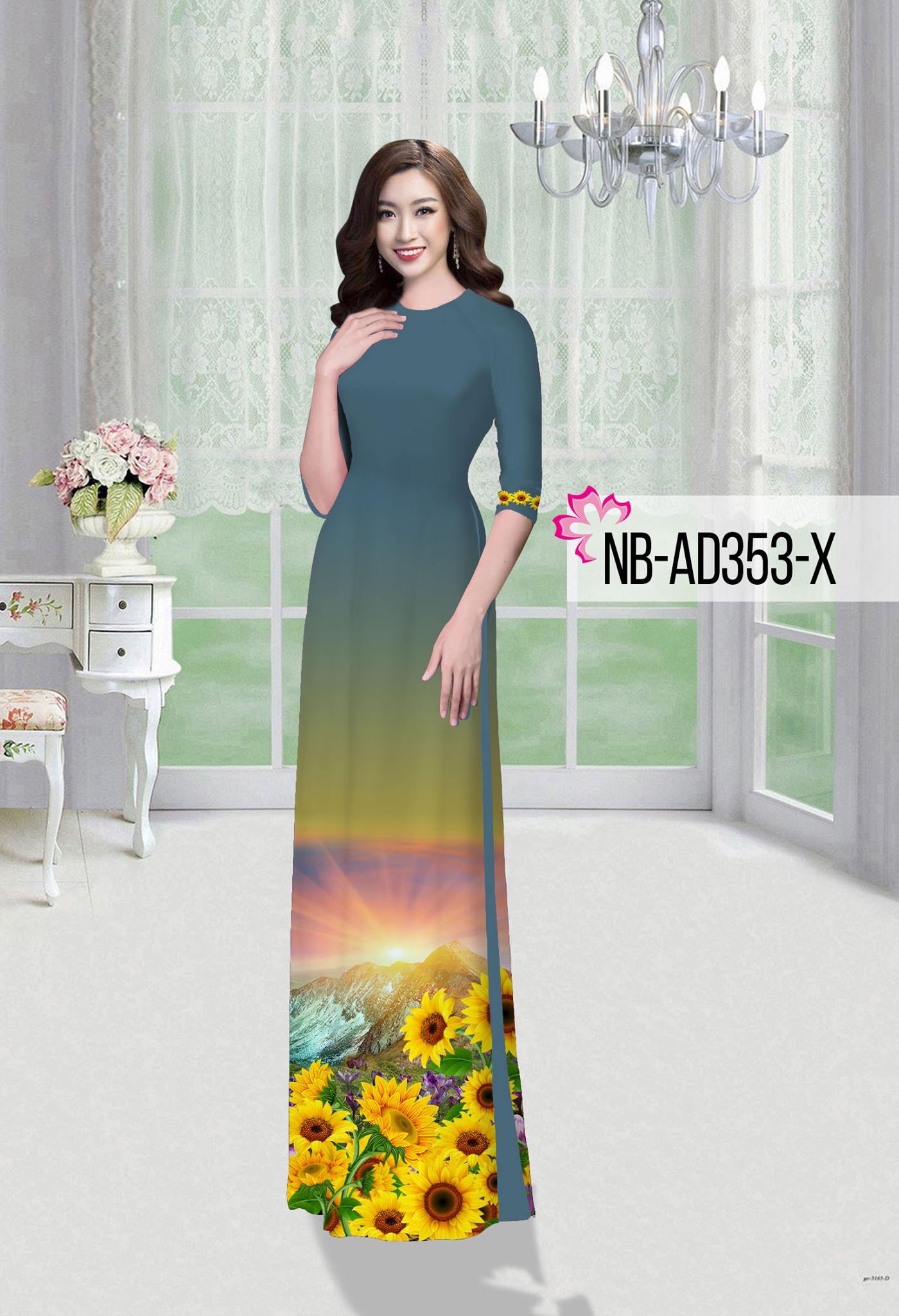 Vải áo dài hoa hướng dương NBAD-353 - Ảnh 17