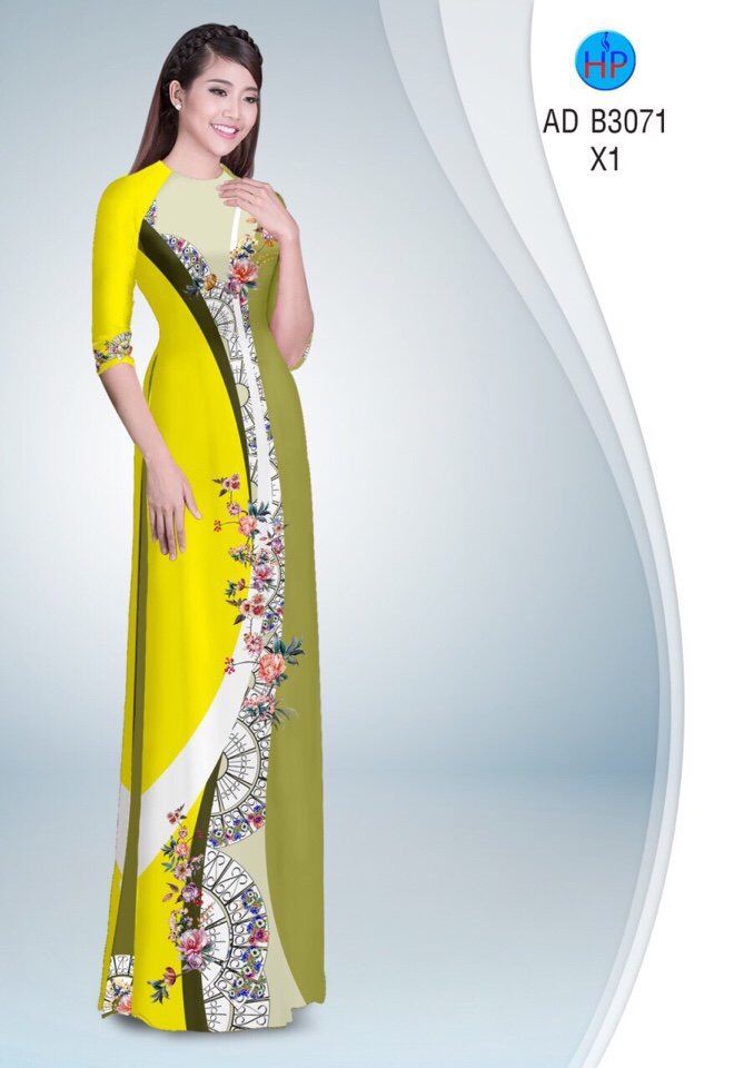 Vải áo dài hoa và quạt AD B3071 - Ảnh 14