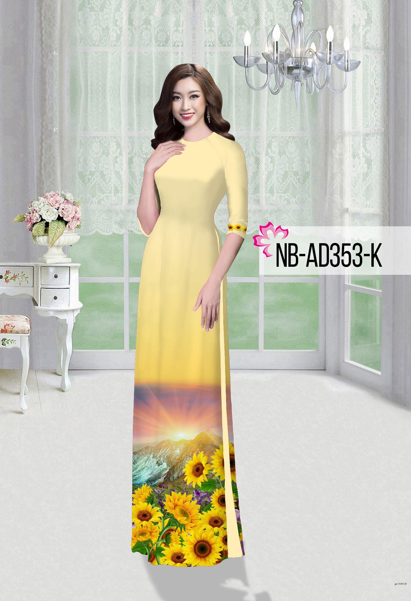 Vải áo dài hoa hướng dương NBAD-353 - Ảnh 10