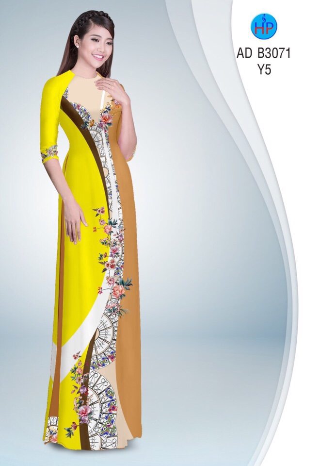 Vải áo dài hoa và quạt AD B3071 - Ảnh 11