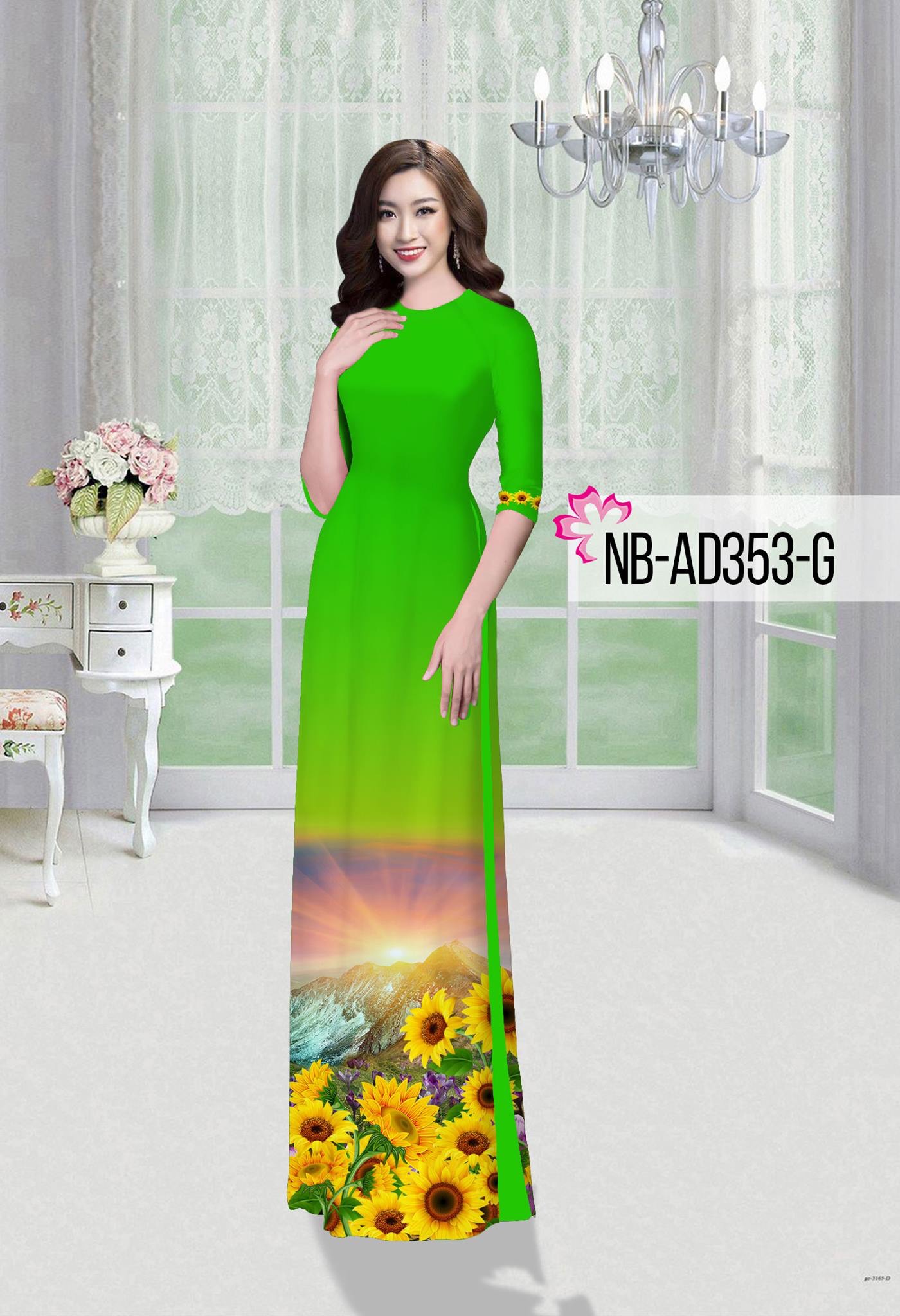 Vải áo dài hoa hướng dương NBAD-353 - Ảnh 8