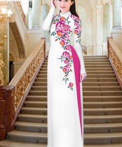 Vải áo dài hoa 3d DLAD-363