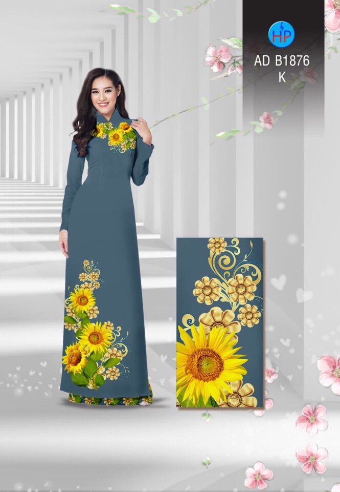 Vải áo dài hoa hướng dương AD N1876 - Ảnh 14