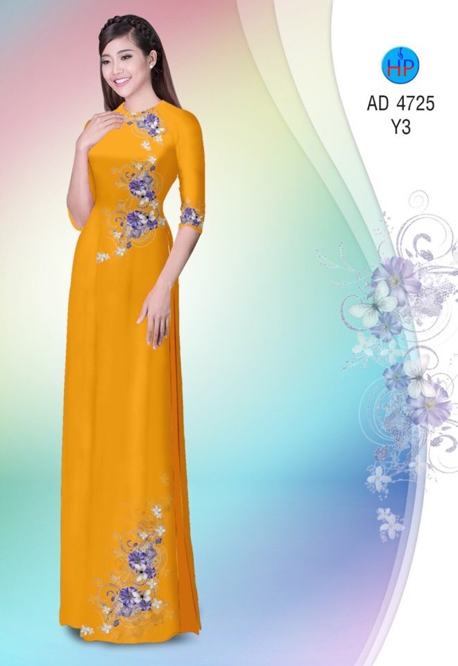 Vải áo dài hoa và bướm AD 4725 - Ảnh 3
