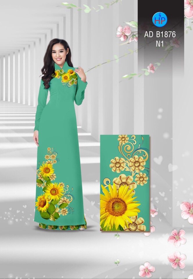 Vải áo dài hoa hướng dương AD N1876 - Ảnh 16