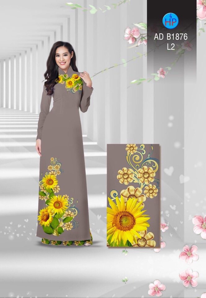 Vải áo dài hoa hướng dương AD N1876 - Ảnh 17